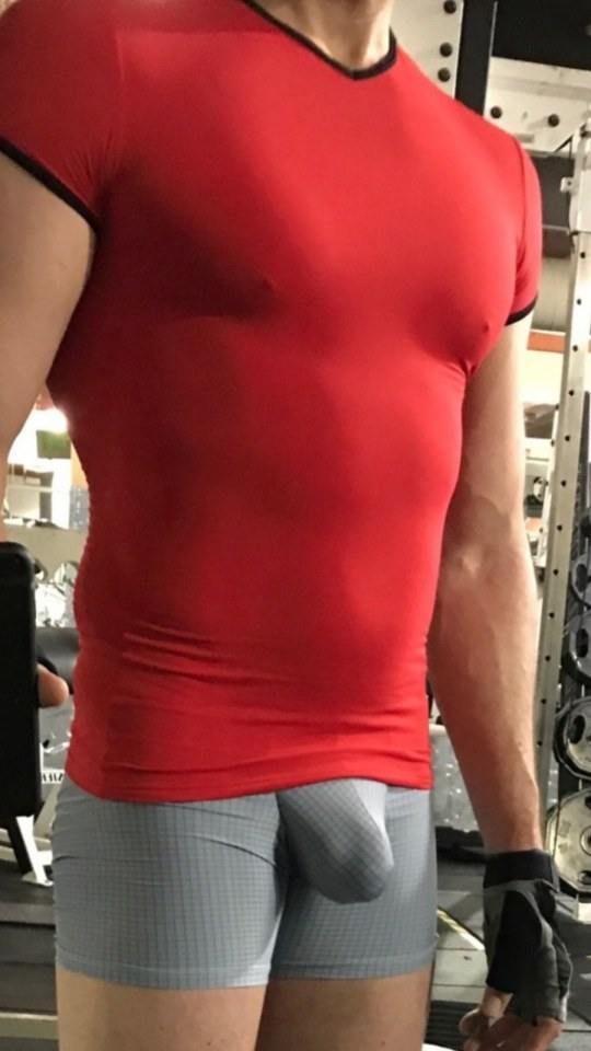 Huge boner bulging through boxers