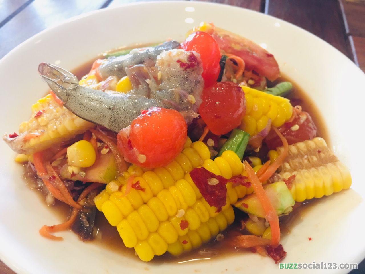 ตำข้าวโพดกุ้งสด