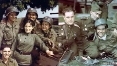 รูปสงครามโลกครั้งที่2 บนแม่น้ำเอลเบ ทหารอเมริกันล้อมทหารหญิงโซเวียต