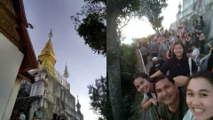 ลงจากเขาวัดพระธาตุภูสี หลังจากชมพระอาทิตย์ตกดิน (หลวงพระบาง)