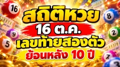 สถิติหวยออก ย้อนหลัง 10 ปี เลขท้าย 2 ตัว งวด 16 ตุลาคม