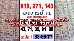 อาจารย์ ก. งวด 1 พ.ย. 69 รวมเลข 3 ตัว 2 ตัว พร้อมกลุ่มเลขระวังเบิ้ลจากใบแนวทาง