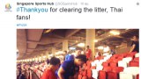 ทวิตเตอร์ของอุทยานกีฬาแห่งชาติสิงคโปร์ ทวิตขอบคุณแฟนบอลไทยที่ช่วยกันเก็บขยะในสนามฟุตบอลฯ