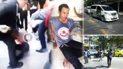 โดนรุมกระทืบเละ โชเฟอร์รถบรรทุกตีนผี ไล่ชนรถชาวบ้านเกือบครึ่งร้อยบนถนนเอกมัย