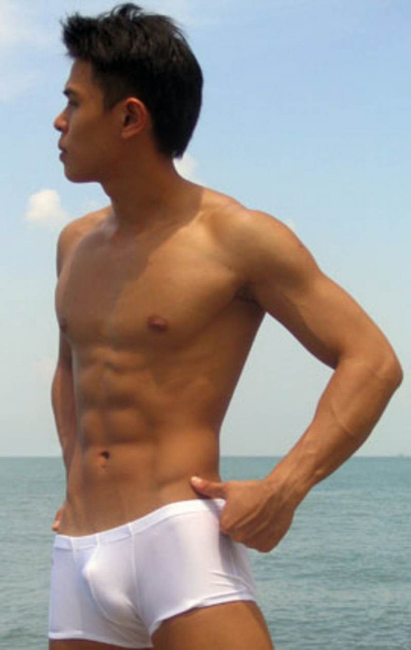 man in white underwear