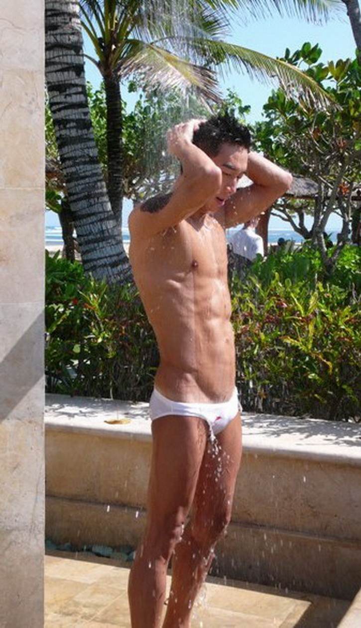 man in white underwear