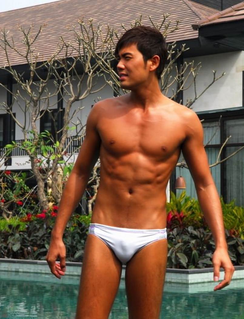 man in white underwear