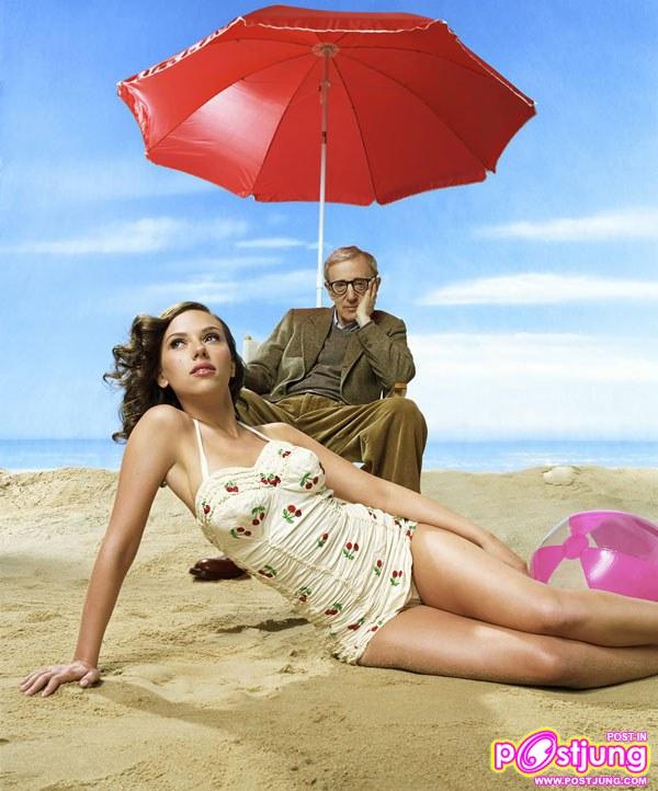 Scarlett Johansson & Woody Allen frolick at the beach 1950′s style