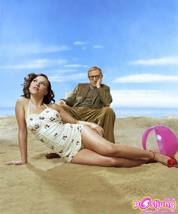 Scarlett Johansson & Woody Allen frolick at the beach 1950′s style
