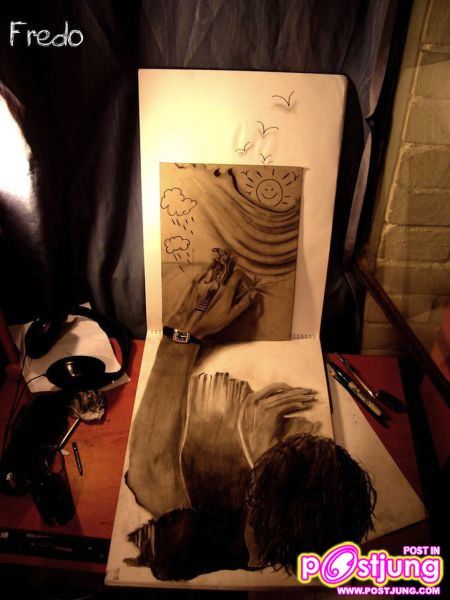 ภาพเขียนดินสอ 3 มิติ