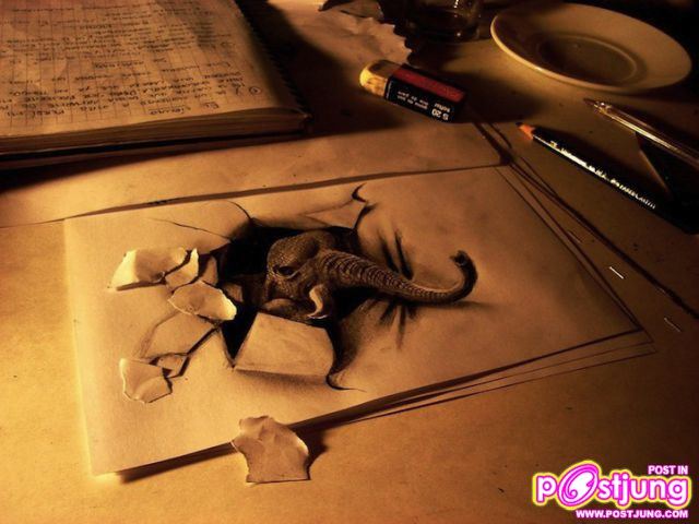 ภาพเขียนดินสอ 3 มิติ