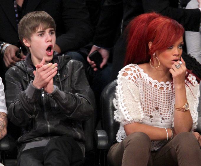 Bieber & Rihanna Cozy Up At NBA All-Star Game