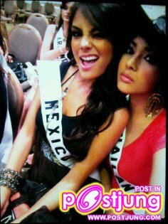 ถ่ายคู่กับ สาวงามจาก เม็กซิโก ผู้ครองตำแหน่งในปี 2010 อย่าว่ายอเลยนะคะ สาวไทยสวยกว่า กิกิ