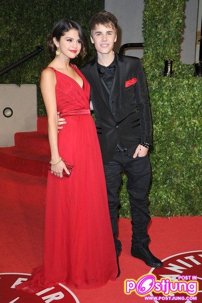 justin Bieber and Selena Gomez  at Oscars