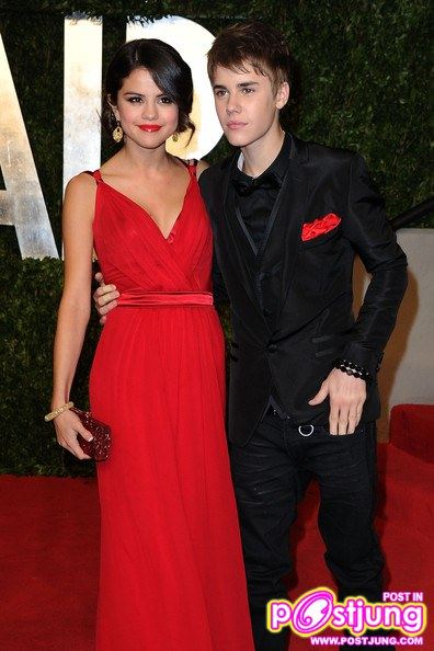 justin Bieber and Selena Gomez  at Oscars