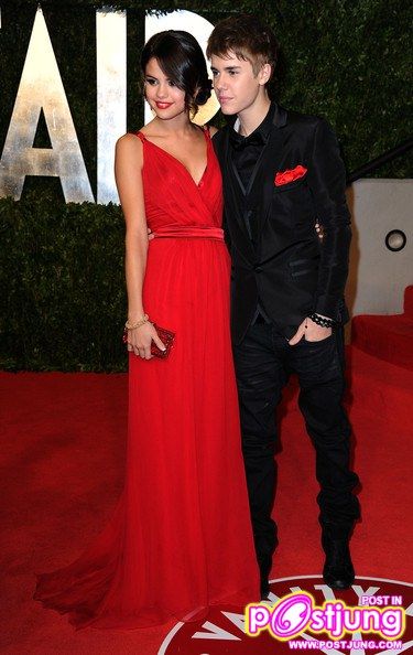 justin Bieber and Selena Gomez  at Oscars