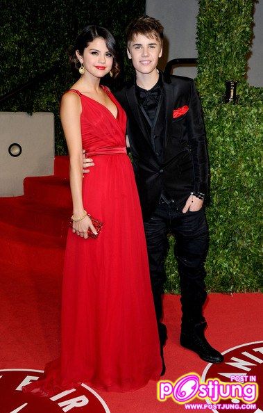 justin Bieber and Selena Gomez  at Oscars