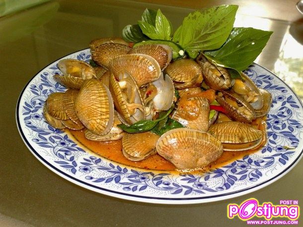 สูตรอาหารไทย : หอยลายผัดน้ำพริกเผา