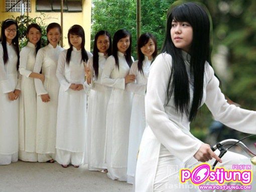 ชุดนักศึกษาเวียดนาม  ส่วนชุดนักศึกษาที่มีเสน่ห์ชวนมองแบบอนุรักษ์