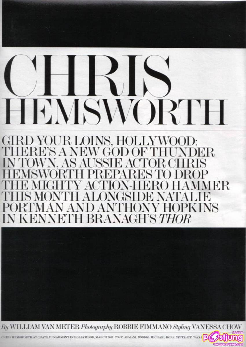 CHRIS HEMSWORTH @ INTERVIEW magazine's May 2011