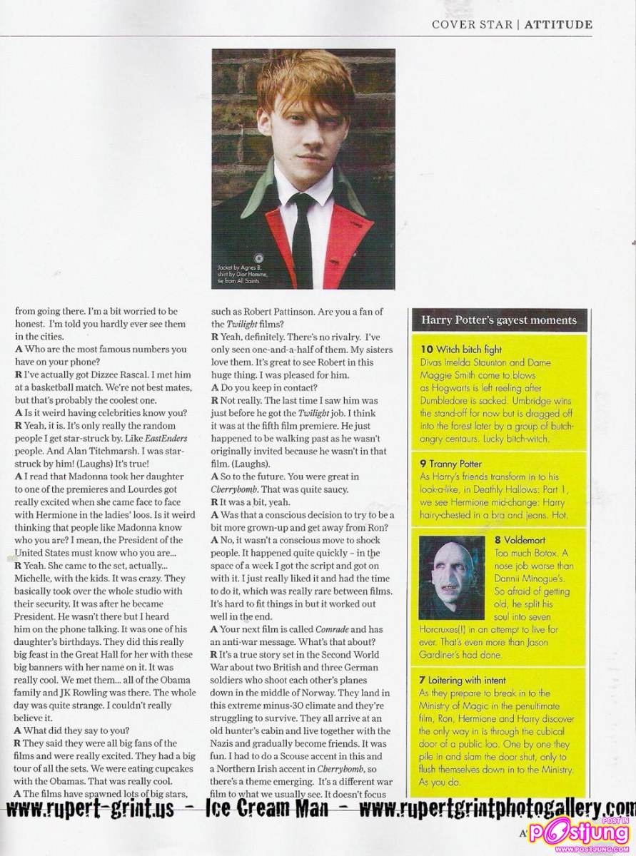 Rupert Grint @ Attitude uk July 2011
