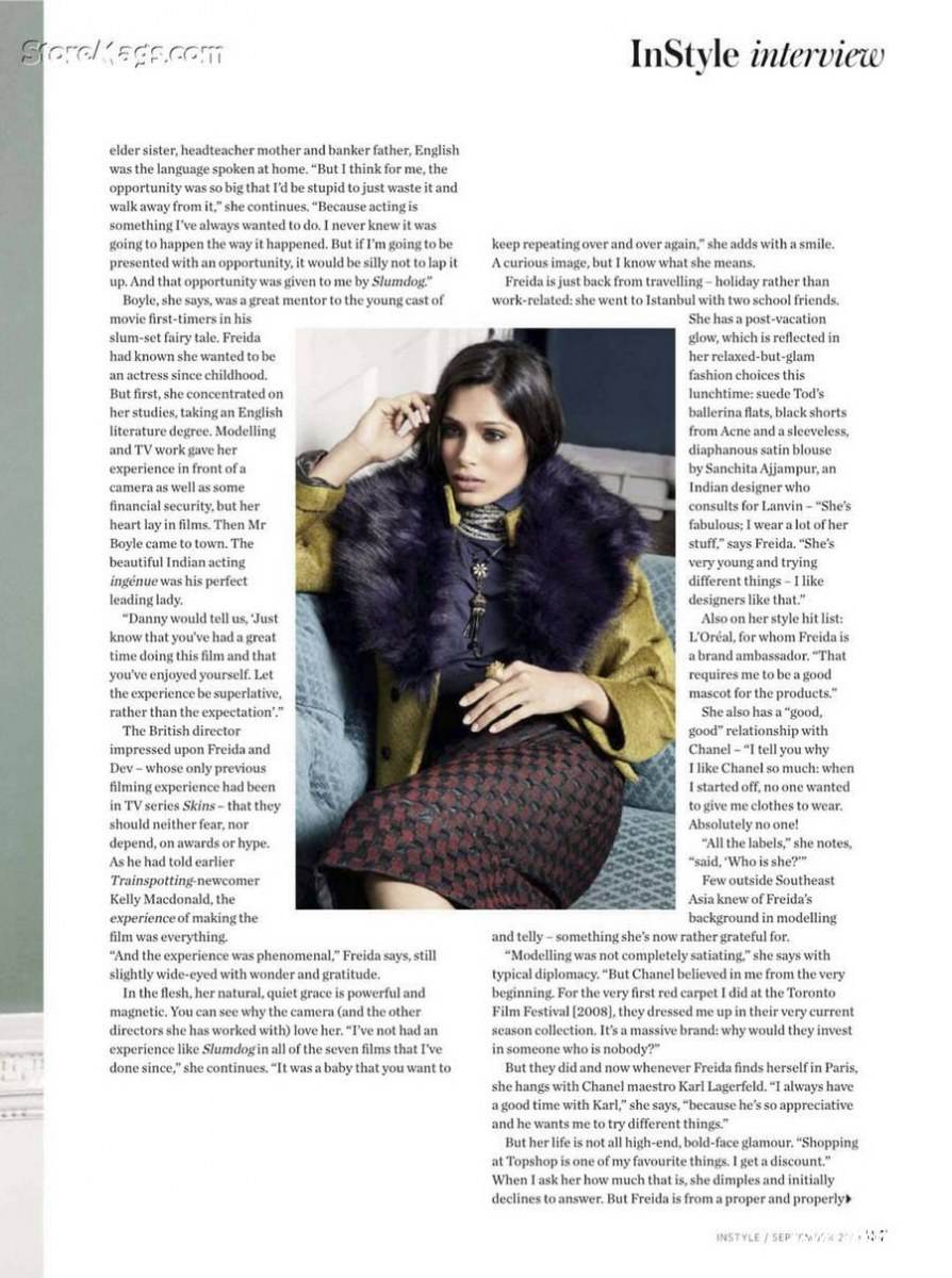 Freida Pinto @ InStyle UK Magazine September 2011
