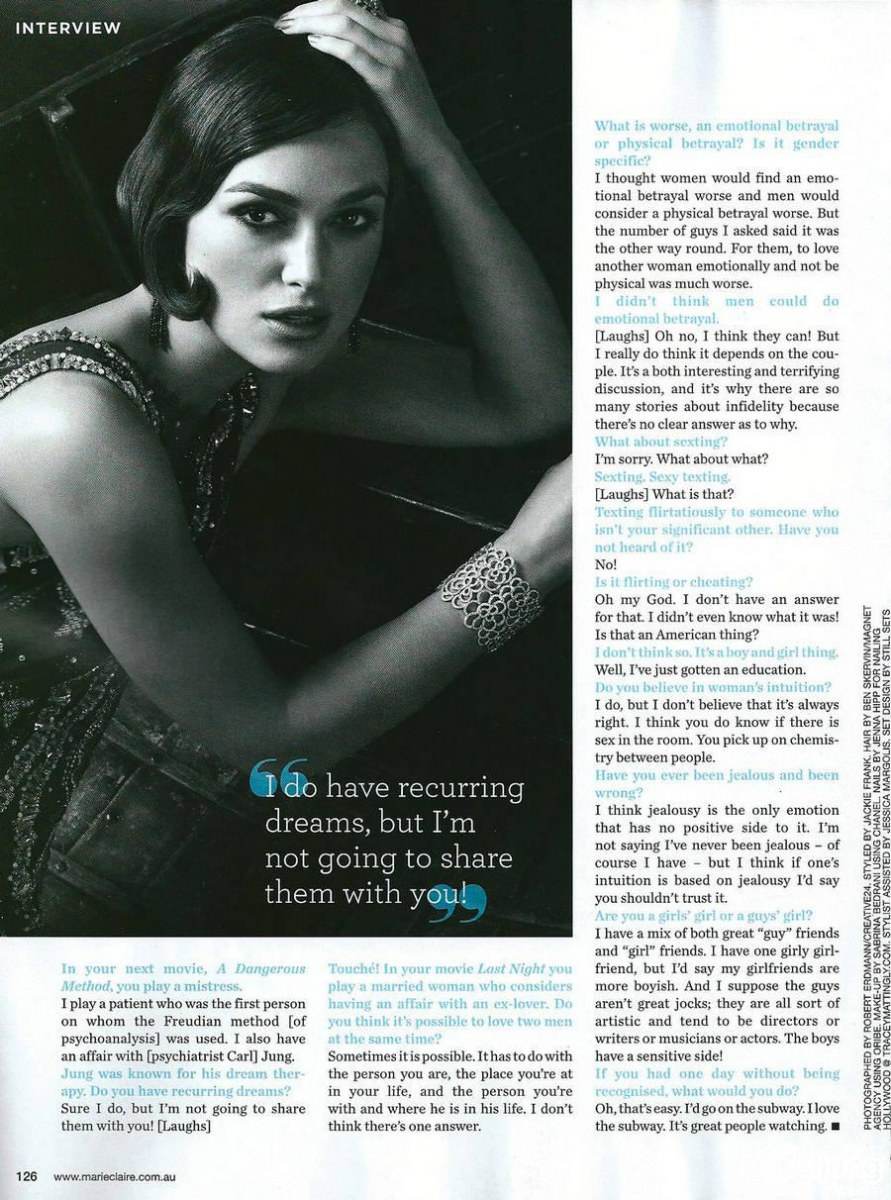 Keira Knightley @ Marie Claire Australia September 2011