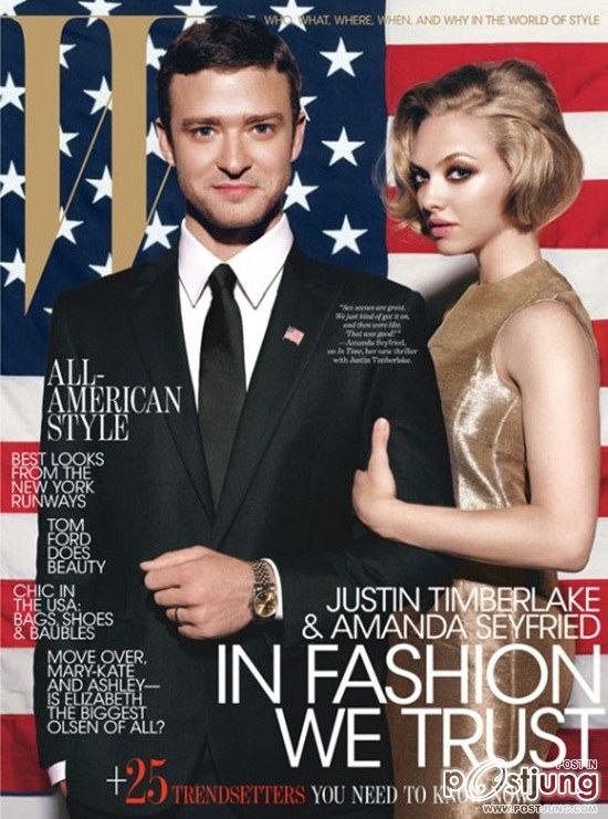 Justin Timberlake &  Amanda Seyfried @  W Magazine October 2011