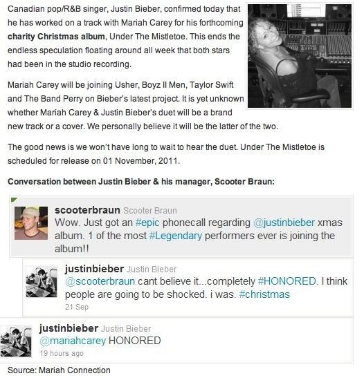 คอนเฟิร์ม Mariah Carey ร่วมงานกับ Justin Bieber!!!