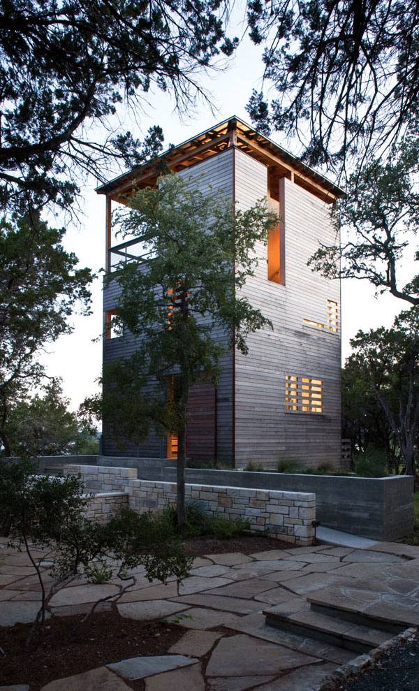 Tower Home Architecture in Wood and Stone