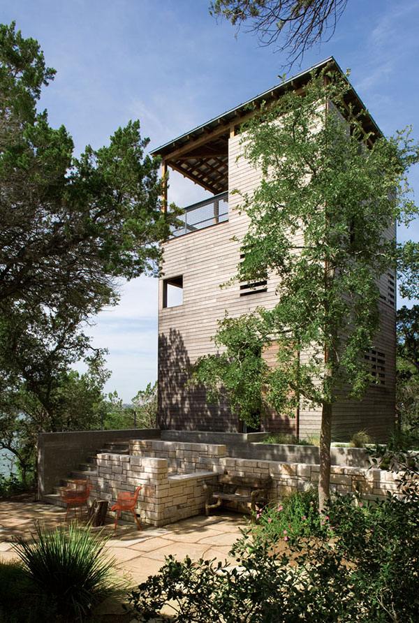 Tower Home Architecture in Wood and Stone