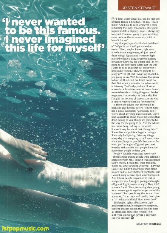 Kristen Stewart สวยร้อนแรง!!! บนนิตยสาร GQ Magazine UK