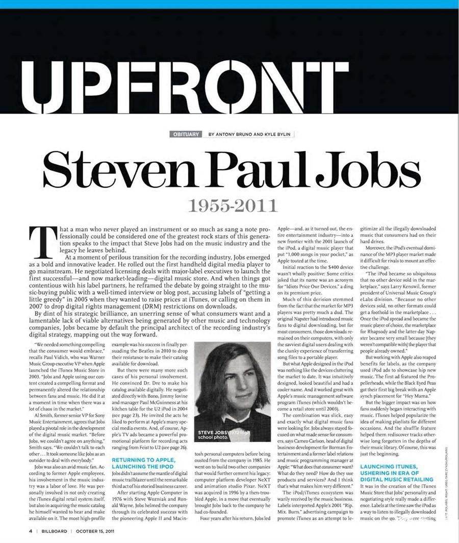 Steve Jobs @ Billboard Magazine October 2011