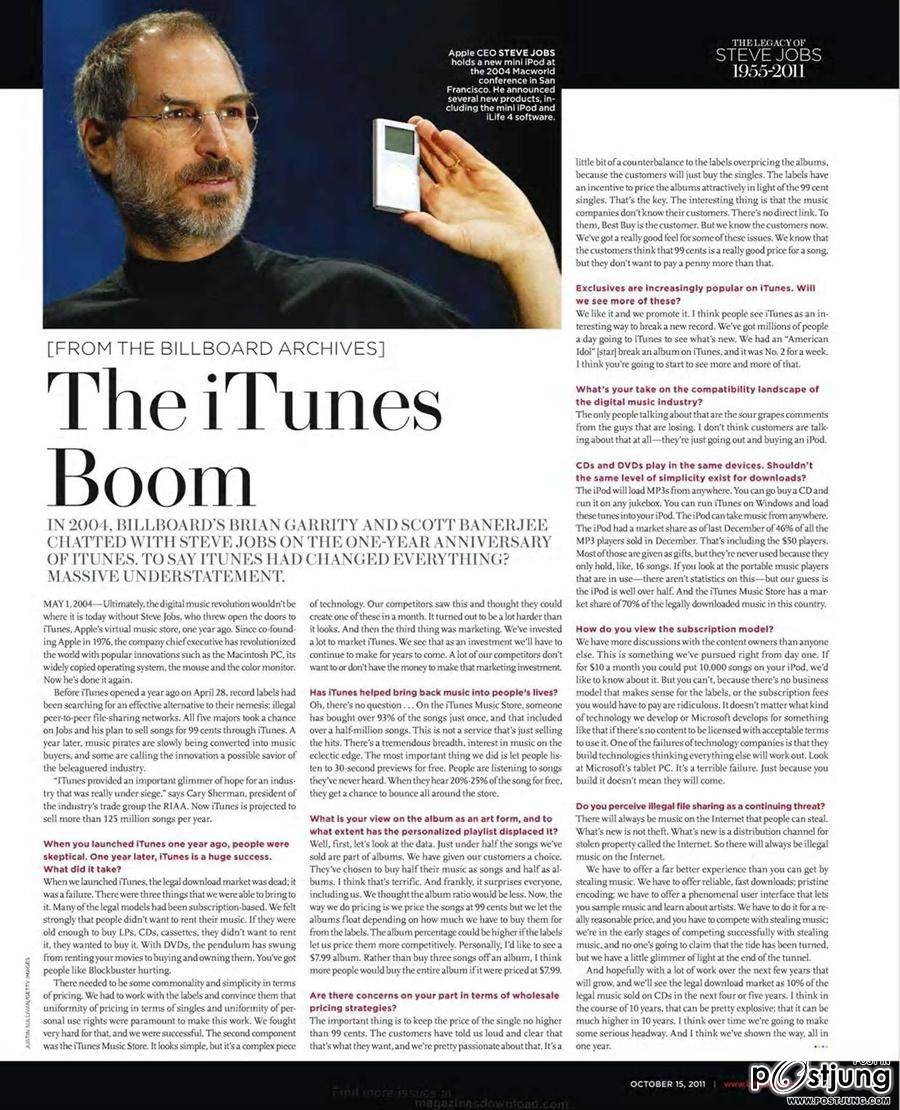 Steve Jobs @ Billboard Magazine October 2011