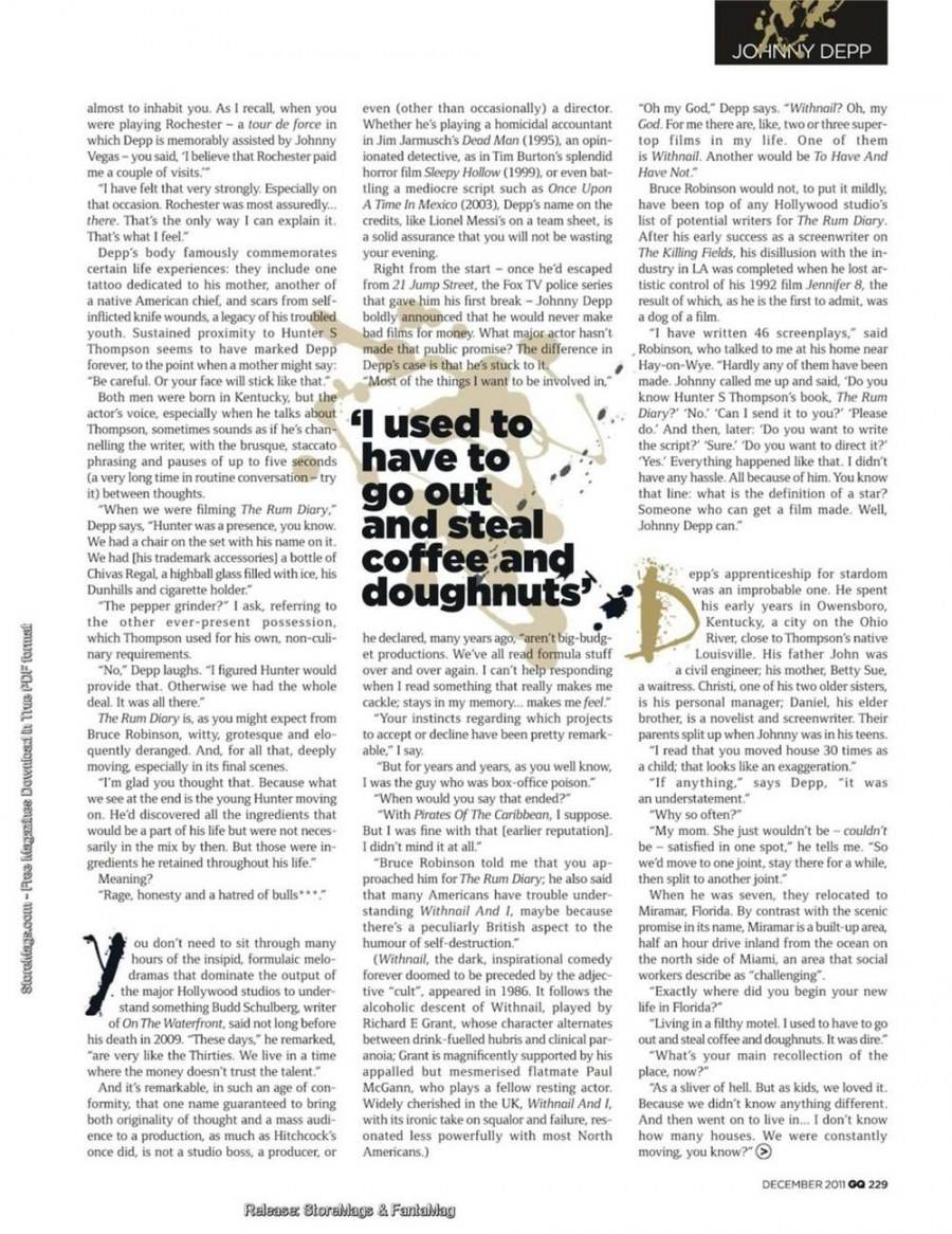 Johnny Depp @ GQ UK December 2011