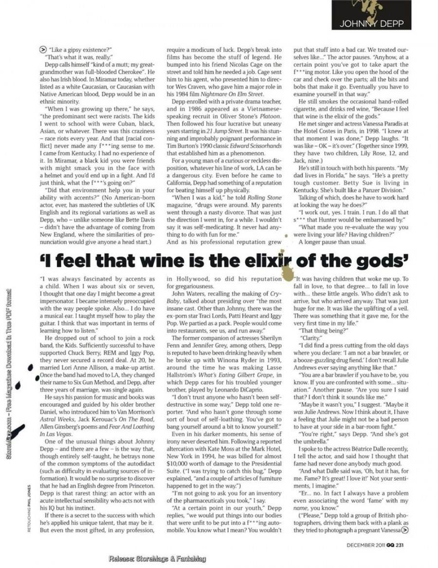 Johnny Depp @ GQ UK December 2011