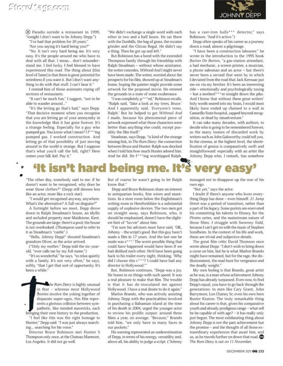 Johnny Depp @ GQ UK December 2011