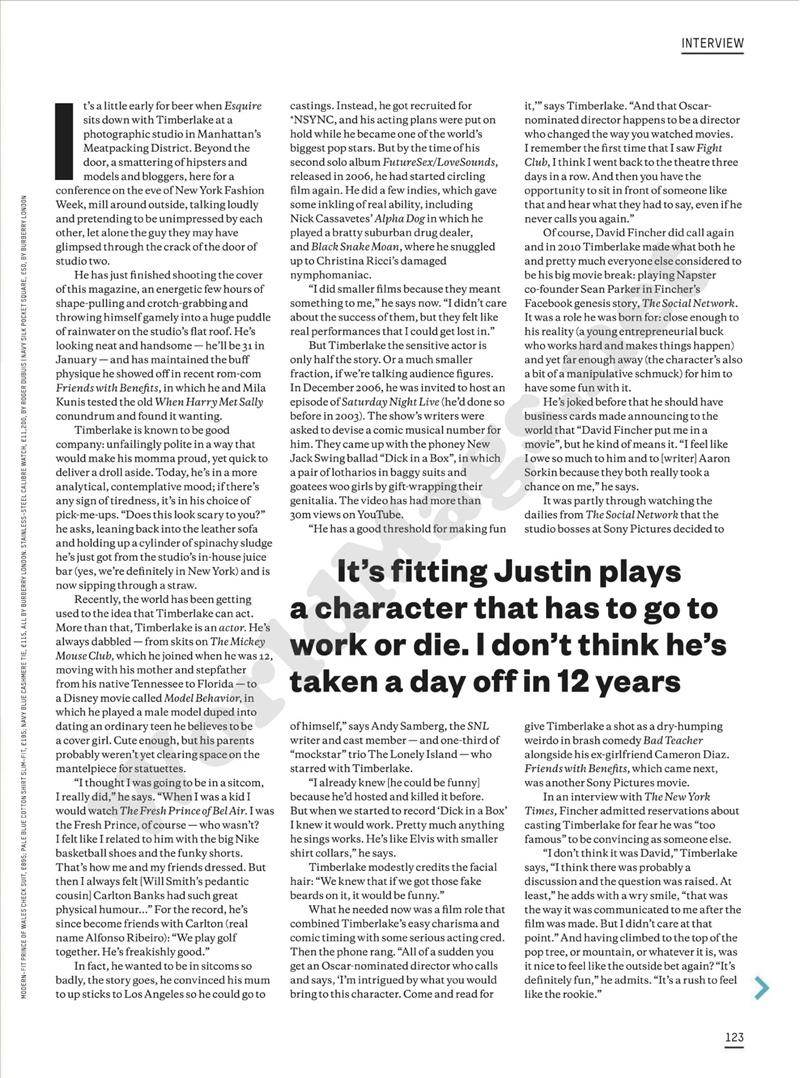 Justin Timberlake @ Esquire UK December 2011