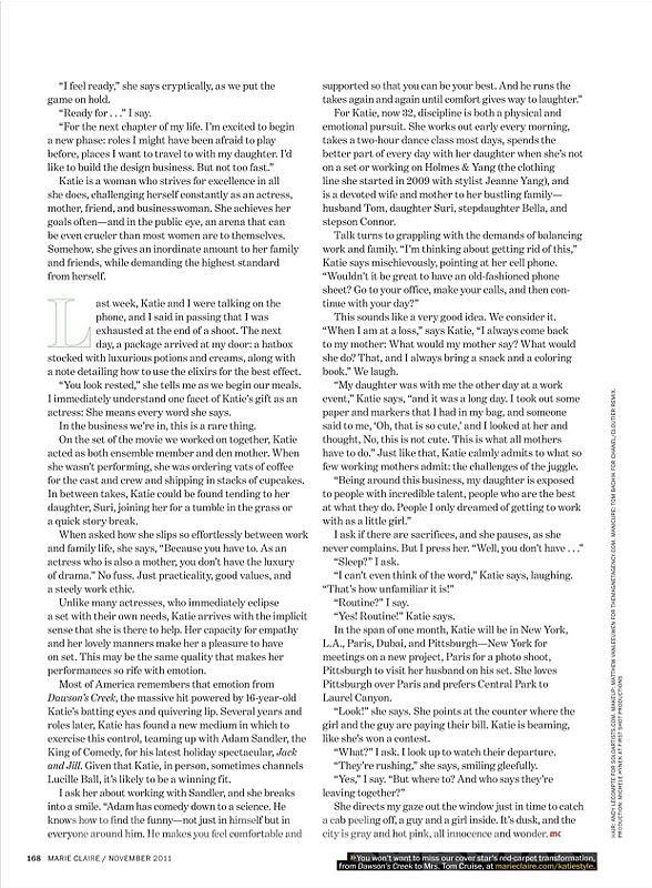 Katie Holmes @ Marie Claire US November 2011