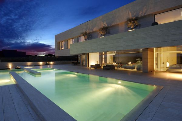Amazing Travertine House by A-Cero Architecture Firm with water features