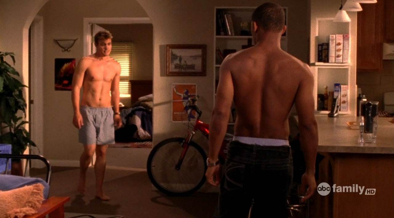 Paul James & Gregory Michael Shirtless in "Greek" Premiere