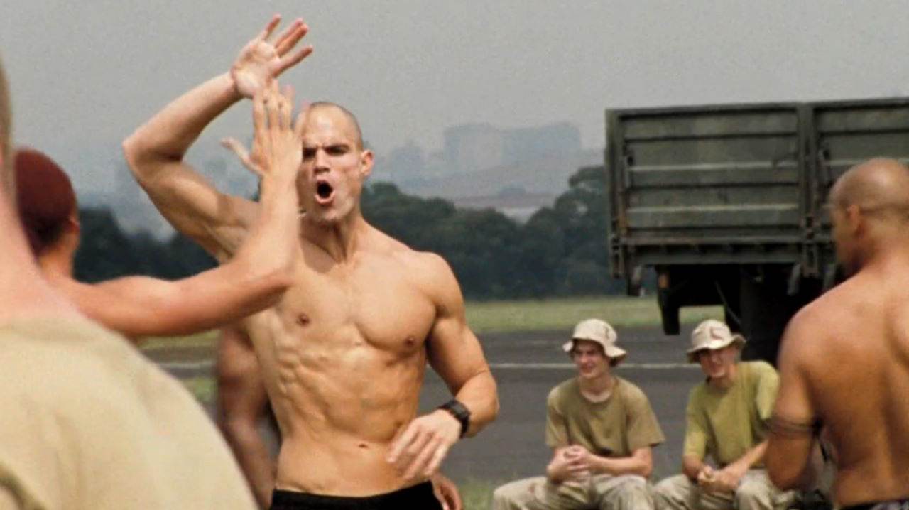 Alexander Skarsg&aring;rd, Kellan Lutz, et al in "Generation Kill"