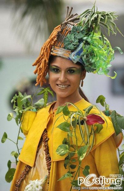 Plants and flowers to put on the body, spectacular ECO-fashion show