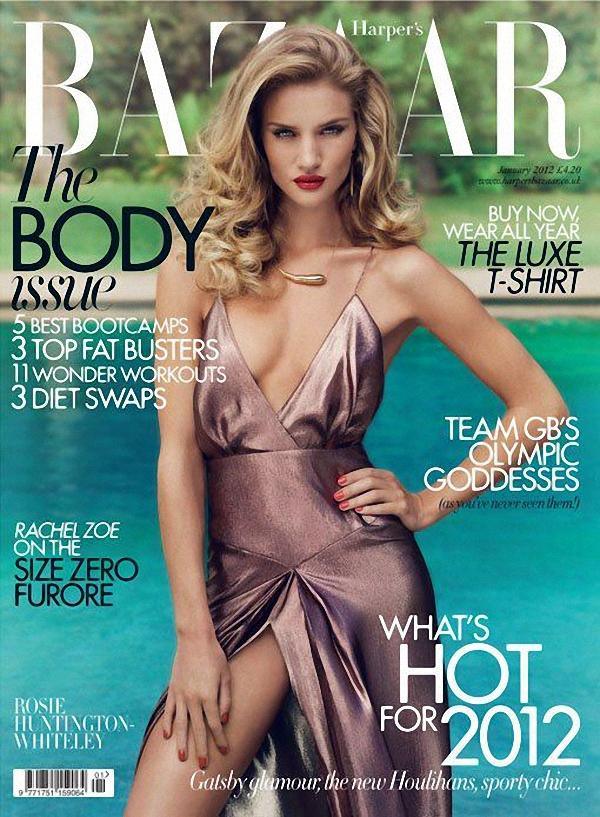 Rosie Hungtington-Whiteley @  Harper's Bazaar UK January 2012