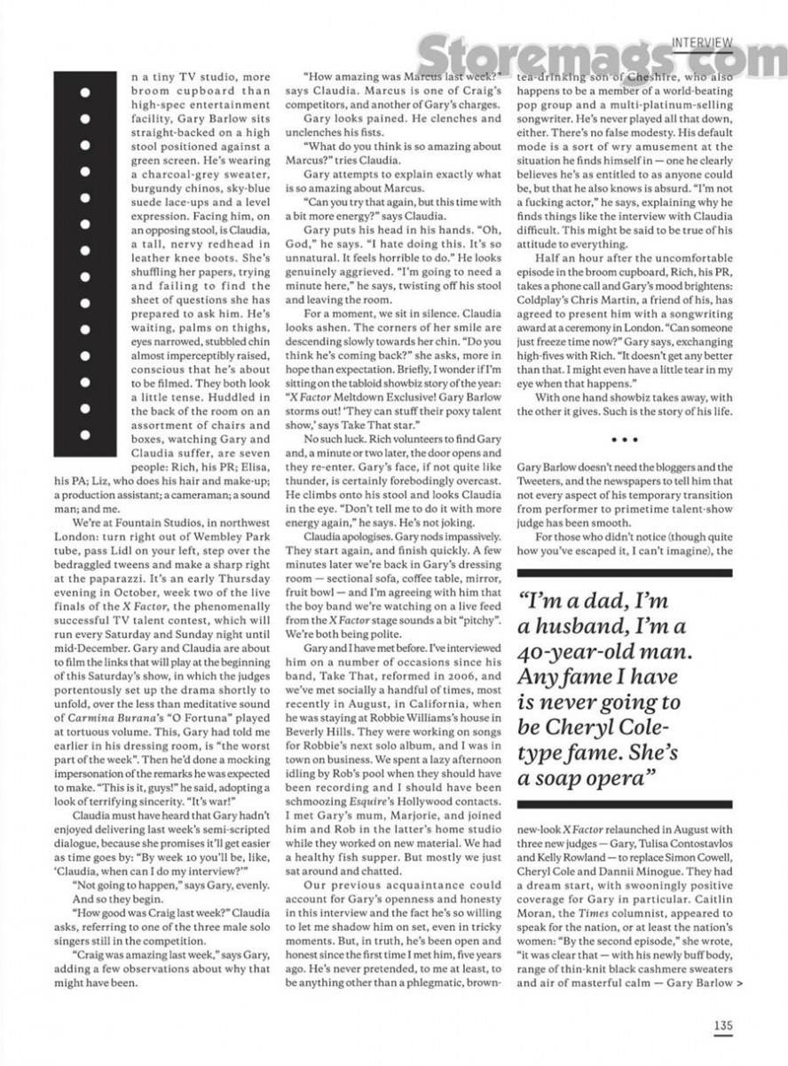 Gary Barlow @ Esquire UK January 2012