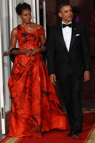 3. มิเชล โอบามา กับชุดในงานเลี้ยงรับรองประธานาธิบด