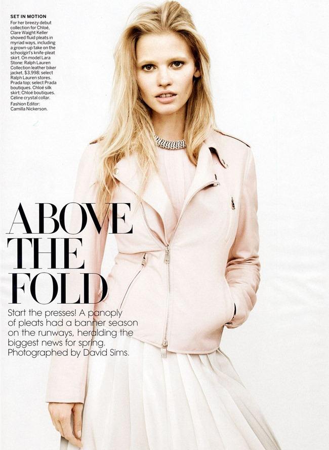 VOGUE MAGAZINE: LARA STONE IN "ABOVE THE FOLD" BY PHOTOGRAPHER DAVID SIMS