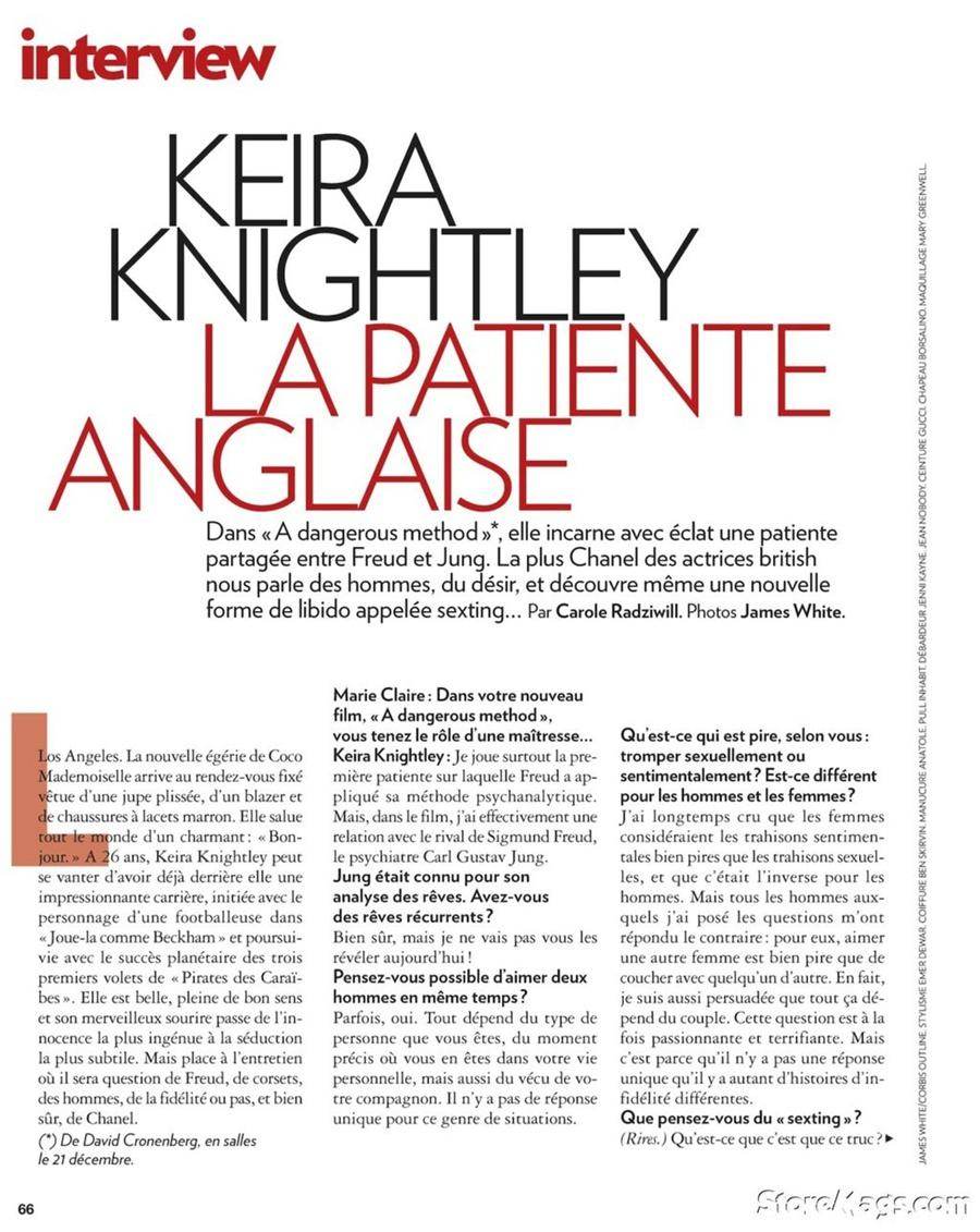 Keira Knightley @ Marie Claire France December 2011