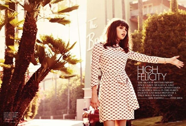 ELLE MAGAZINE: FELICITY JONES IN "HIGH FELICITY" BY PHOTOGRAPHER LAURA SCIACOVELLI