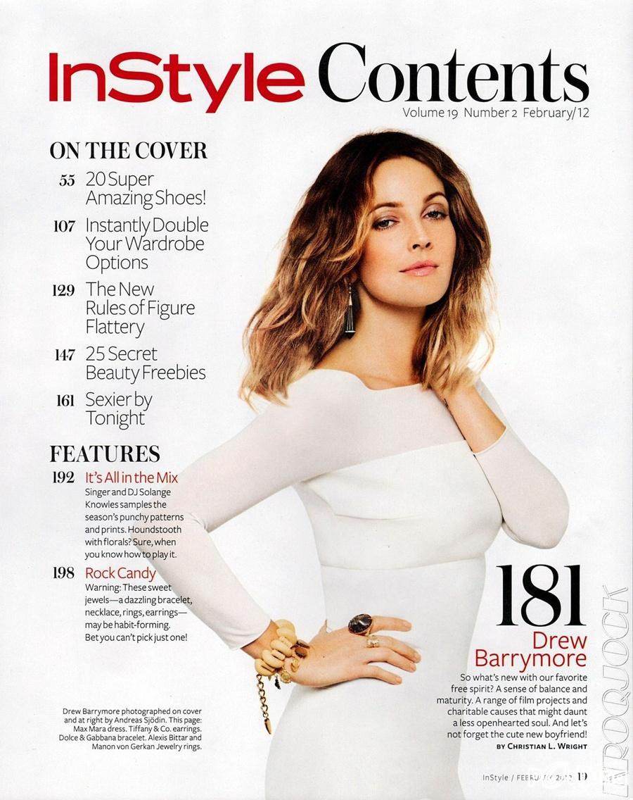 Drew Barrymore @ InStyle US February 2012
